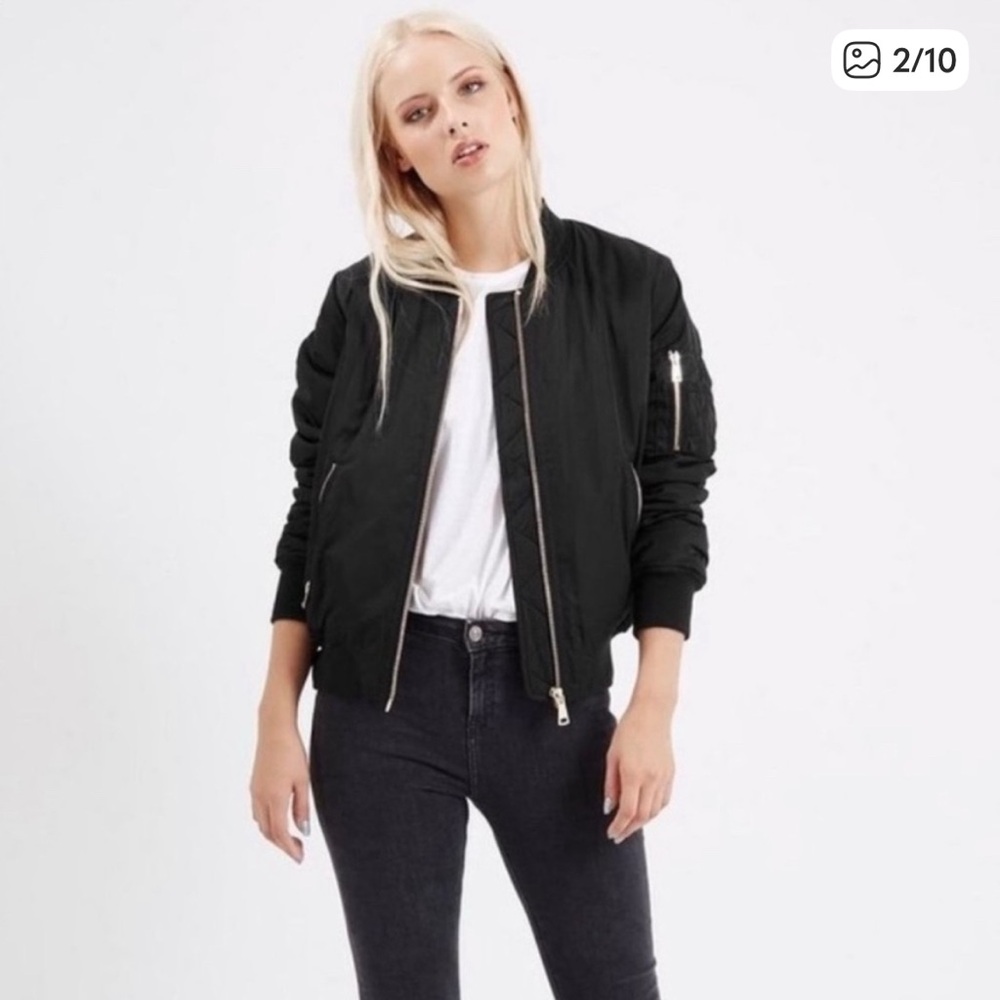 Topshop Black Bomber Jacket (US Size 4)